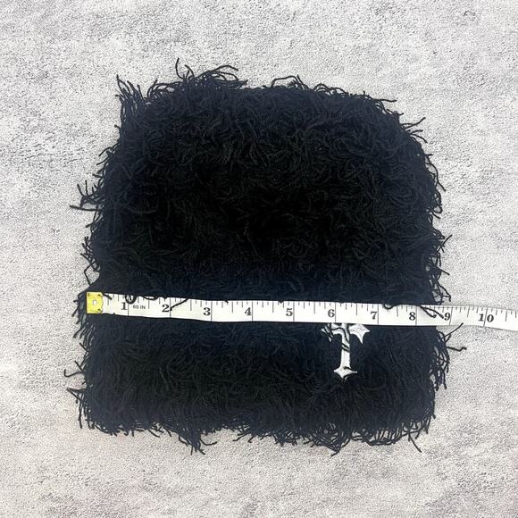 grunge cross gothic punk furry black beanie - Picture 6 of 6